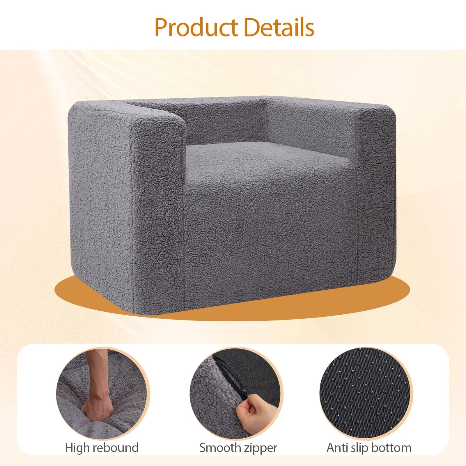 The Giant Bean Bag Chair has high resilience, non-slip cushions and a smooth zipper.