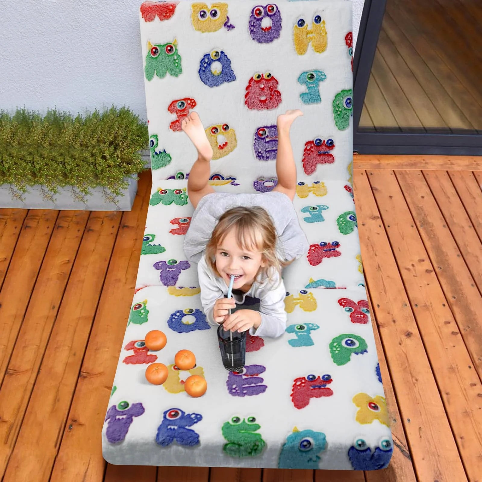 Folding Floor Mattress For Kids-White Alphabet can be converted into floor lounger mat, reading nook mat, nap mat, and other matting materials.