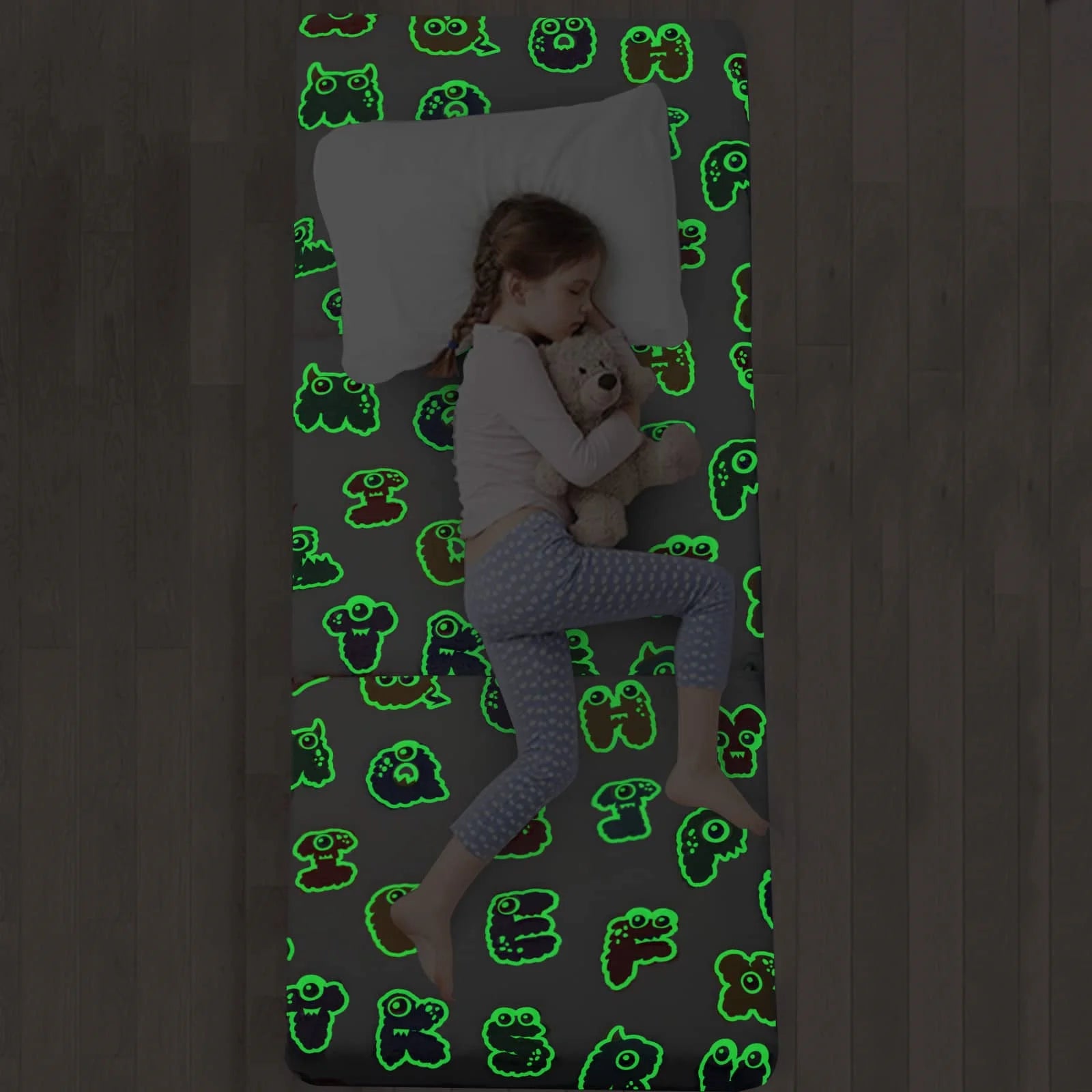 Folding Floor Mattress For Kids glow-White Alphabet in the dark