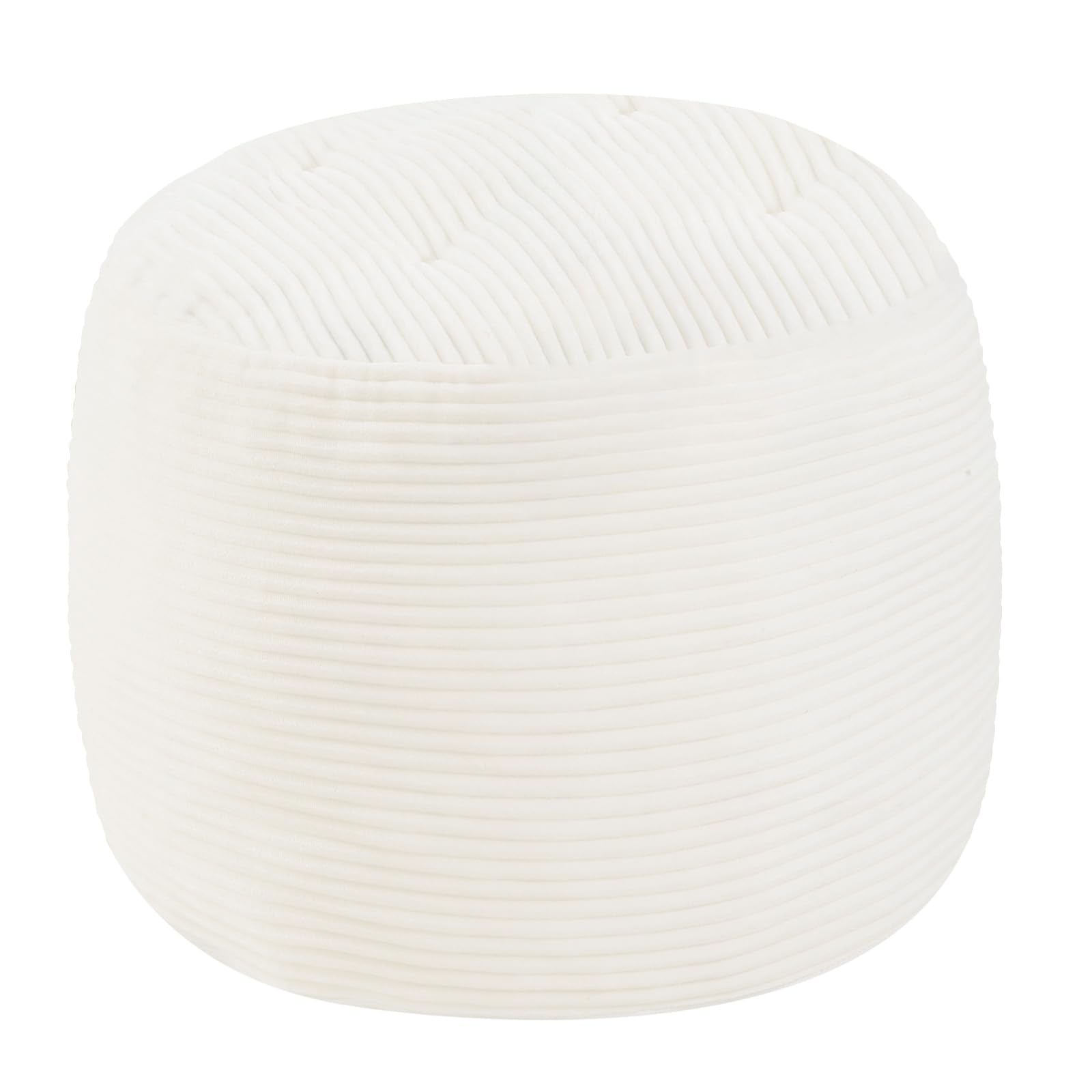 Stuffed Round Pouf Ottoman, 20"x15" Corduroy