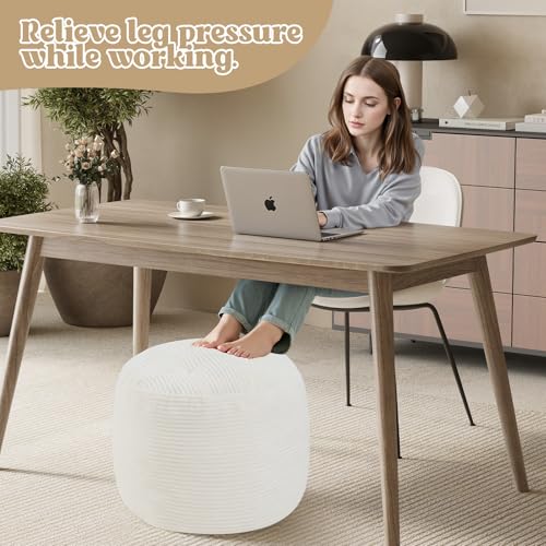 Stuffed Round Pouf Ottoman, 20"x15" Corduroy