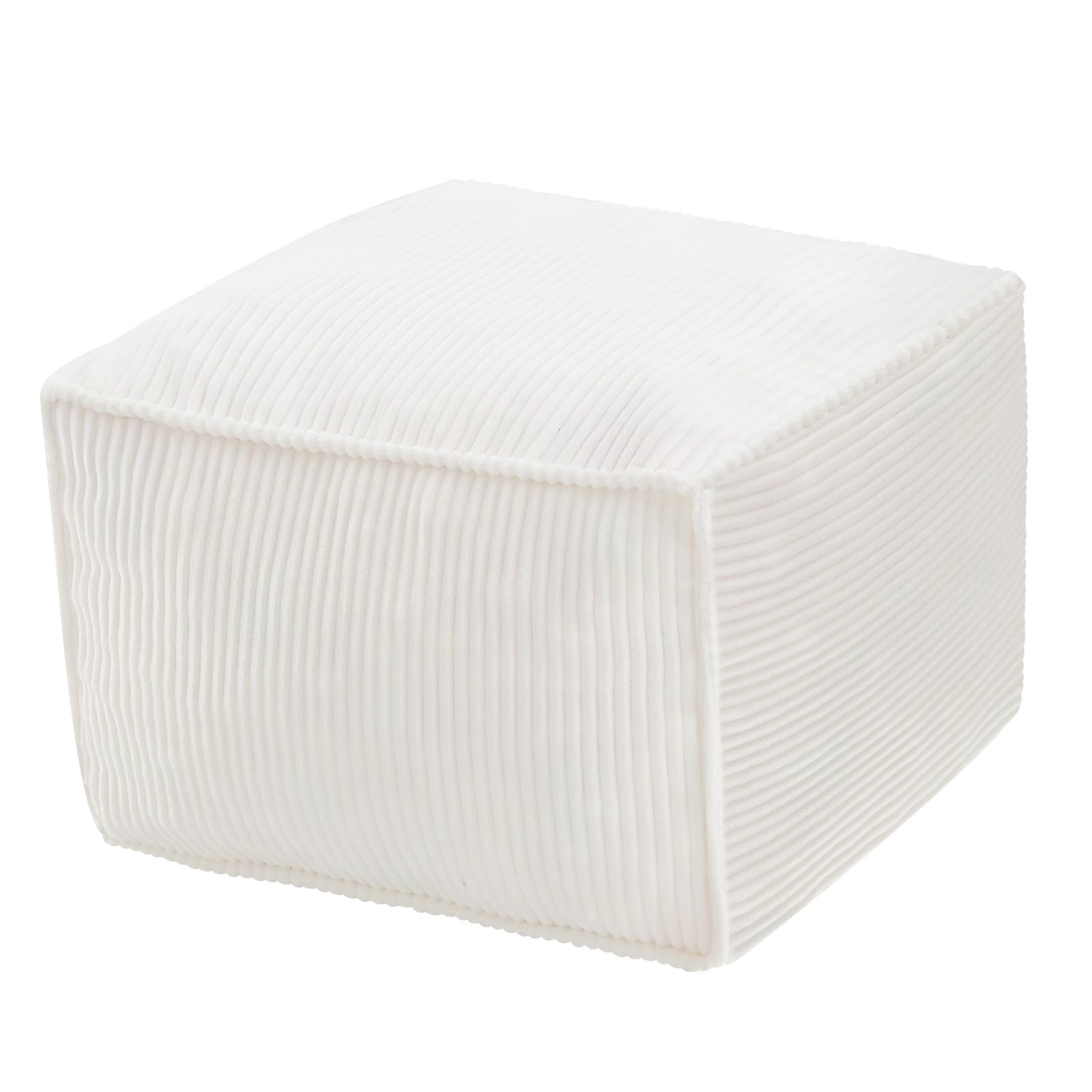 Stuffed Round Pouf Ottoman, 20"x15" Corduroy