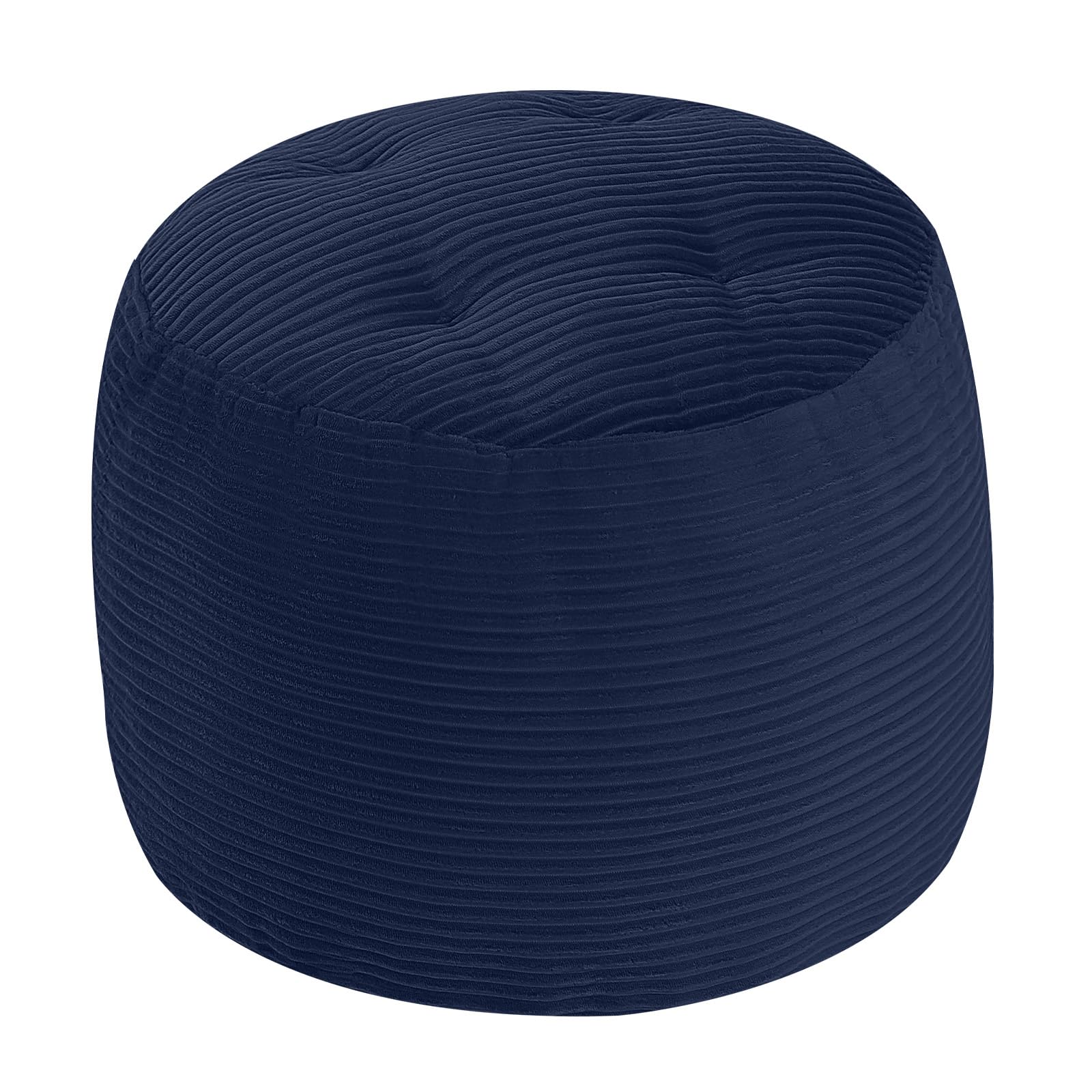 Stuffed Round Pouf Ottoman, 20"x15" Corduroy