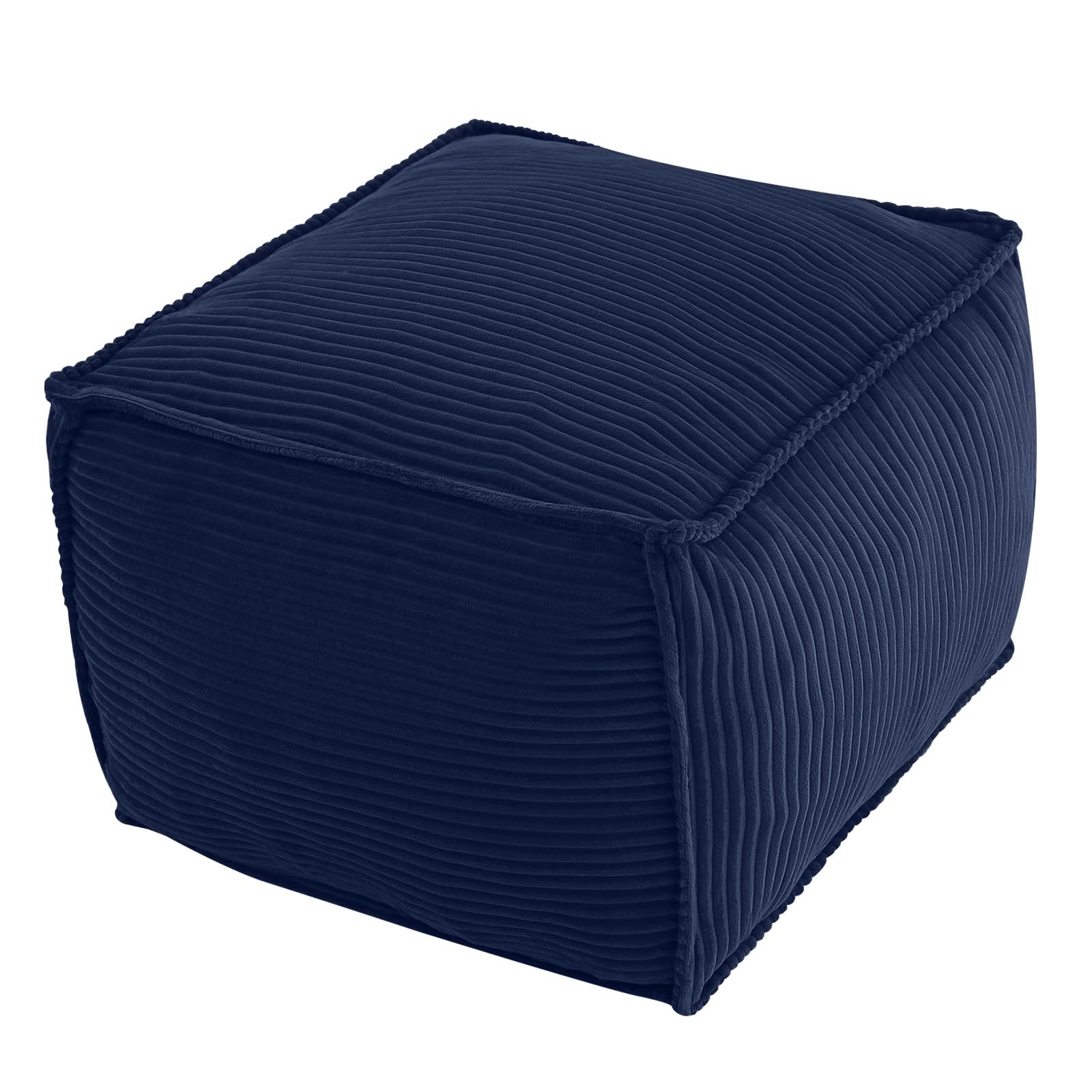 Stuffed Round Pouf Ottoman, 20"x15" Corduroy