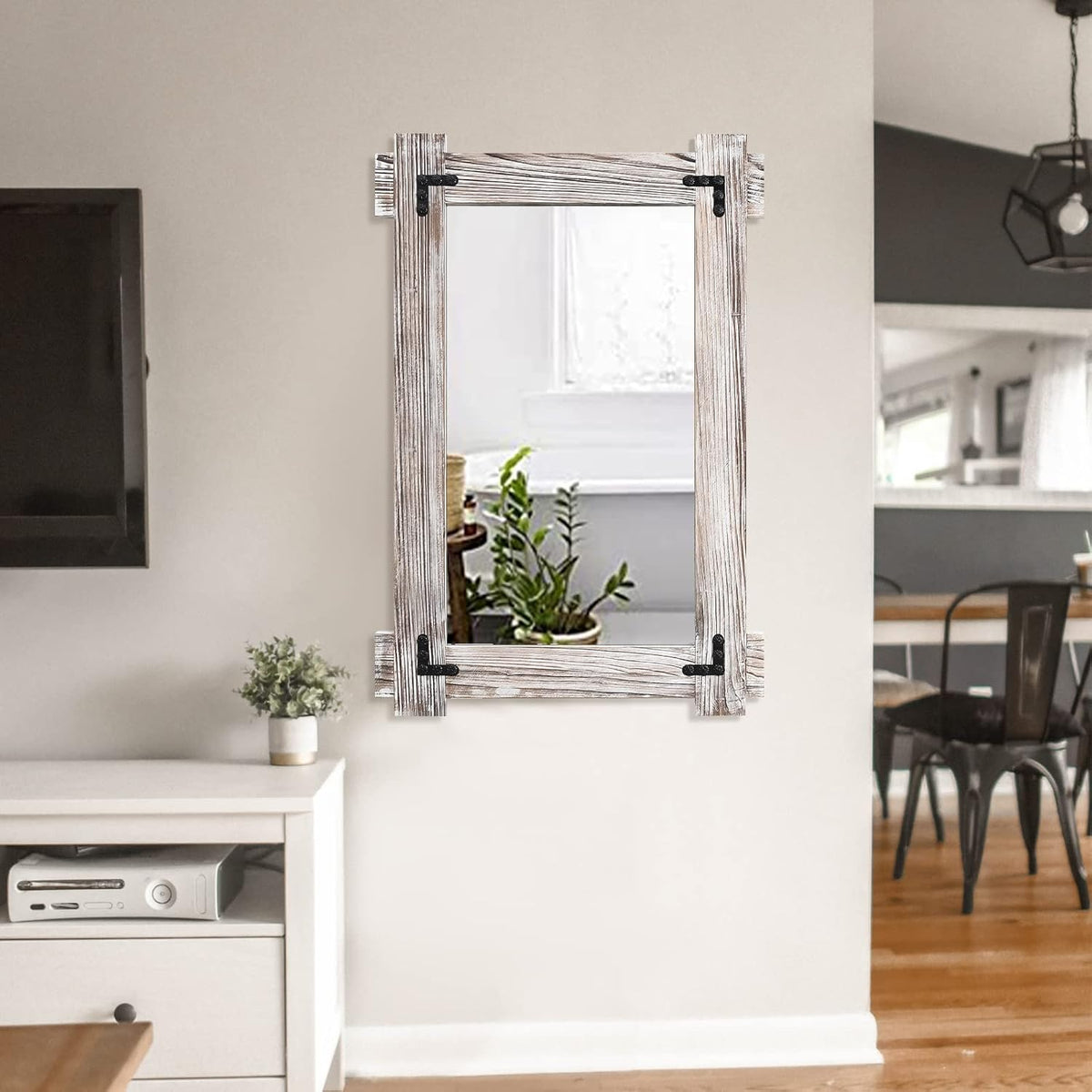 Rustic Wood Bathroom Mirror, Farmhouse 30"x20"