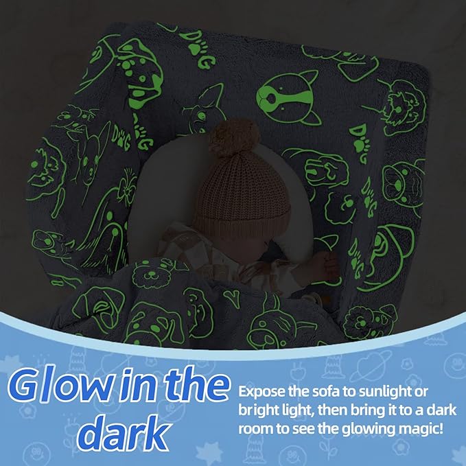 Fold Out Kids Couch, Flip Out Kids Sofa Chair with Blanket | GlowSofa