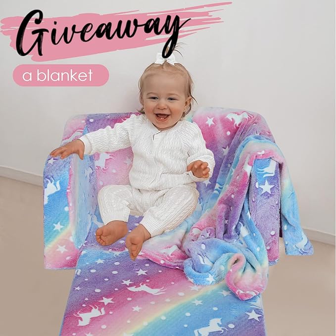 Fold Out Kids Couch, Flip Out Kids Sofa Chair with Blanket | GlowSofa