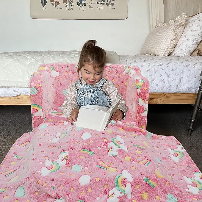 Fold Out Kids Couch, Flip Out Kids Sofa Chair with Blanket | GlowSofa