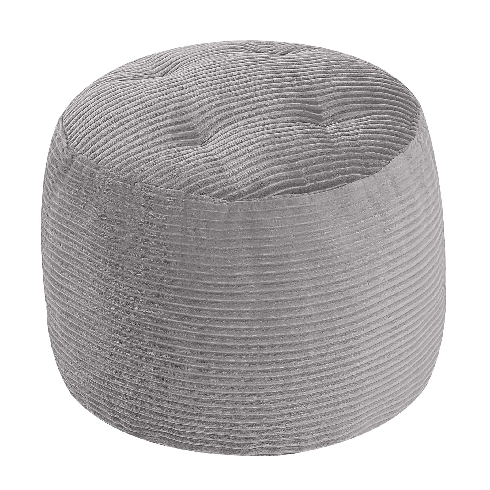 Stuffed Round Pouf Ottoman, 20"x15" Corduroy