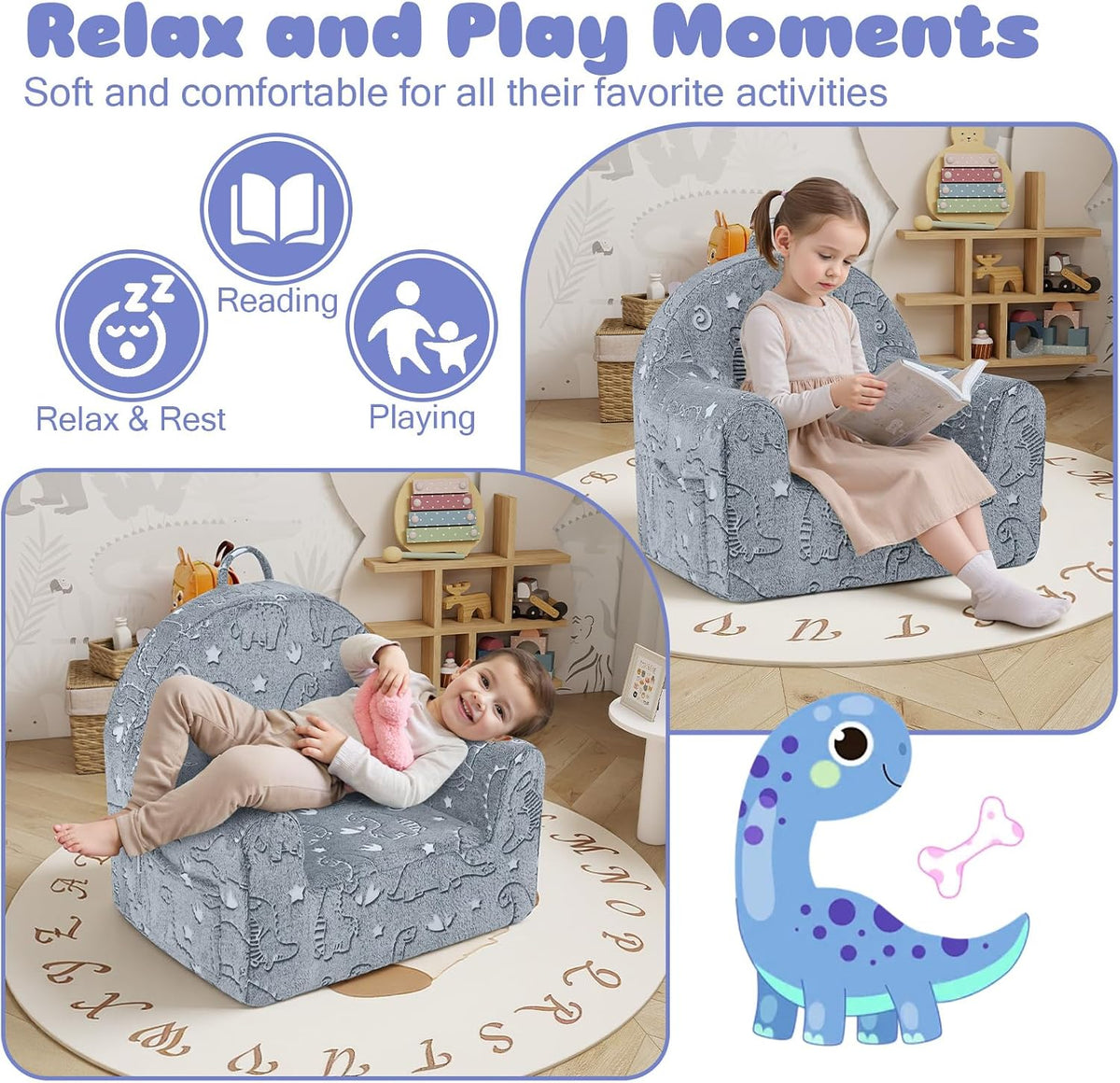 Soft supportive foam for reading, relaxing and play