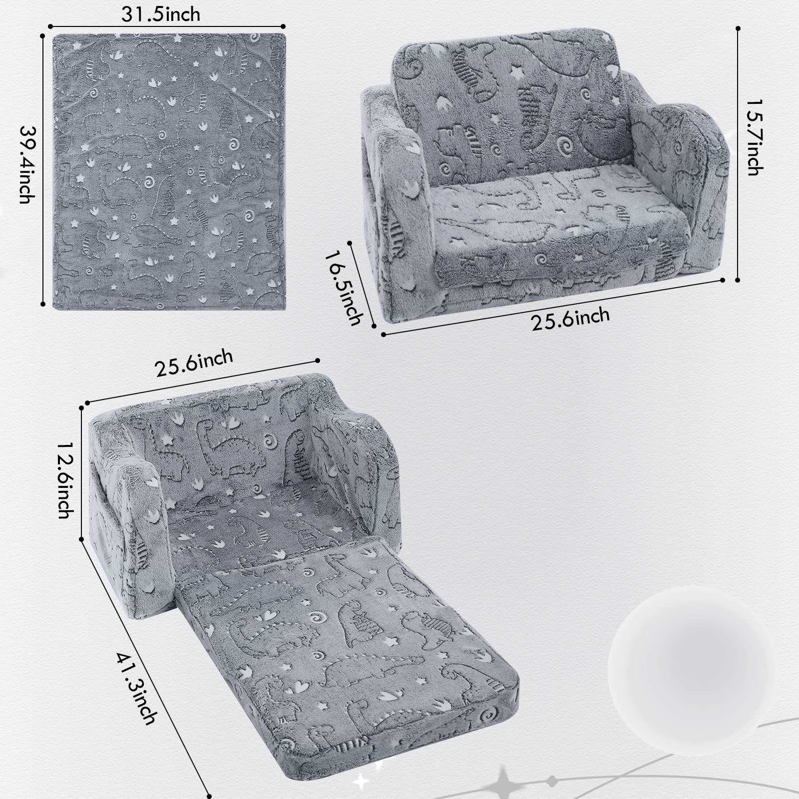 Fold Out Kids Couch, Flip Out Kids Sofa Chair with Blanket | GlowSofa