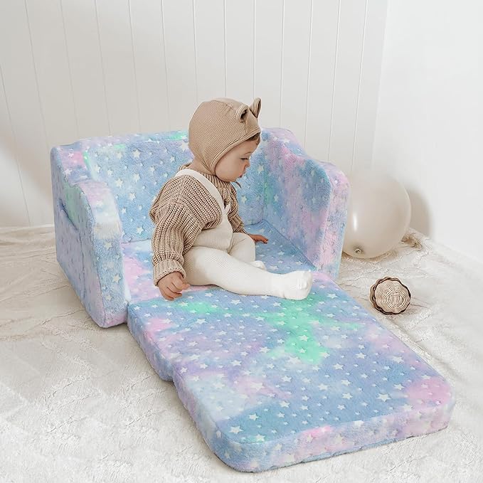 Fold Out Kids Couch, Flip Out Kids Sofa Chair with Blanket | GlowSofa