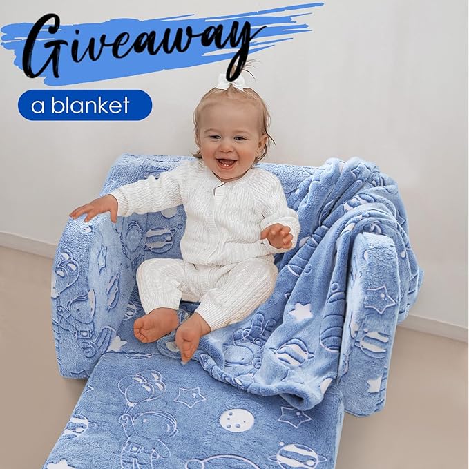 Fold Out Kids Couch, Flip Out Kids Sofa Chair with Blanket | GlowSofa
