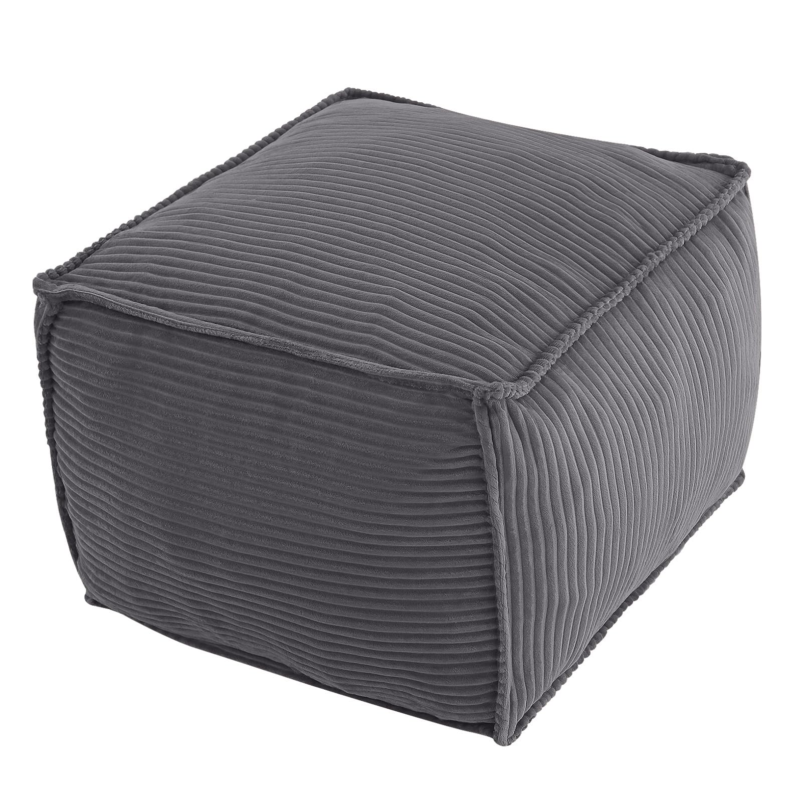 Stuffed Round Pouf Ottoman, 20"x15" Corduroy