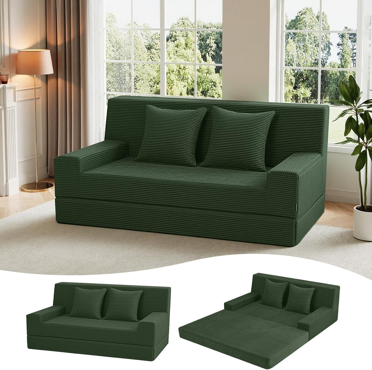 Boneless Loveseat Sofa Bed, 59" Corduroy
