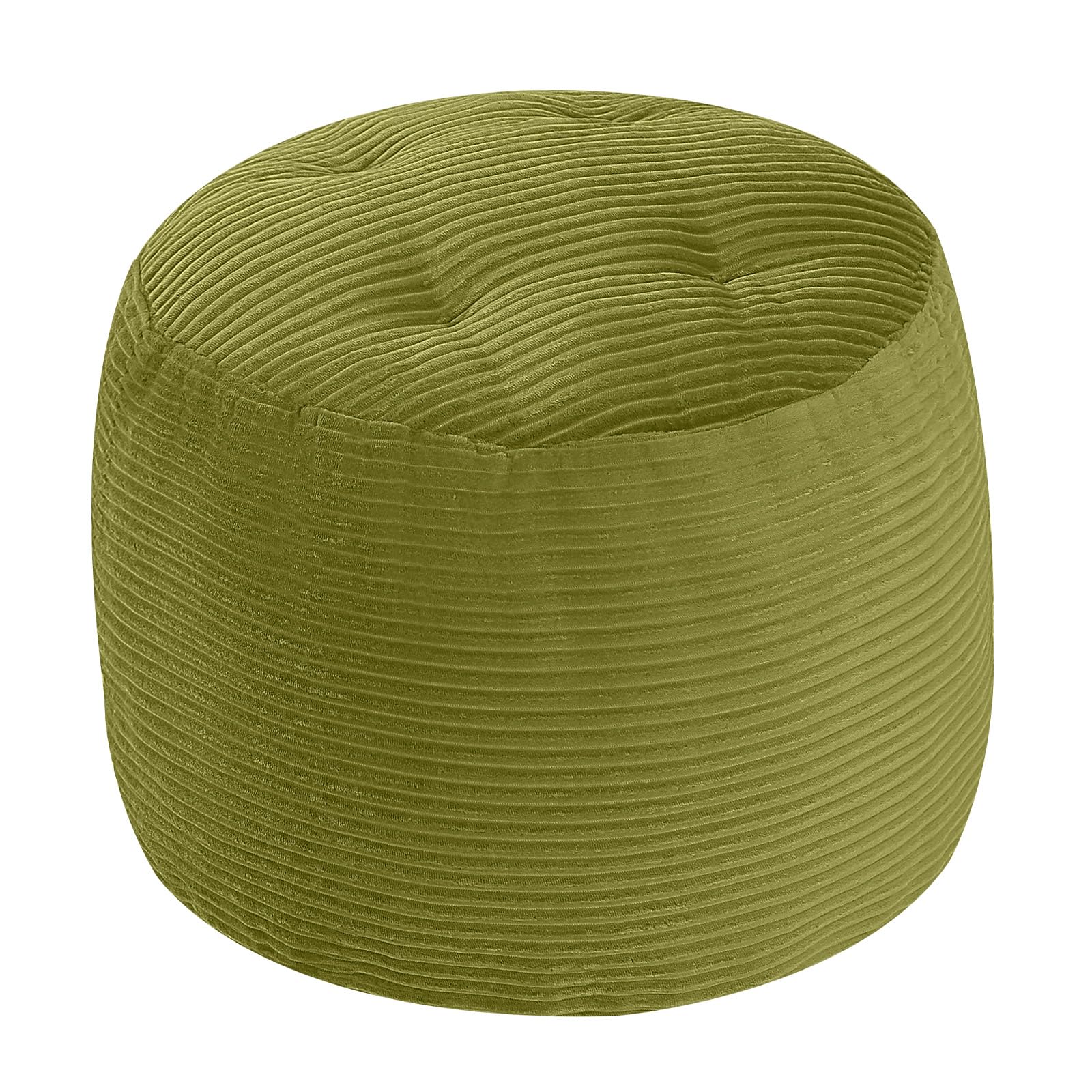 Stuffed Round Pouf Ottoman, 20"x15" Corduroy