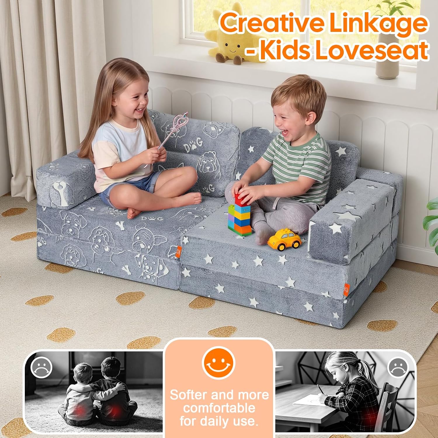 Glow Tri-Fold linked as kids loveseat