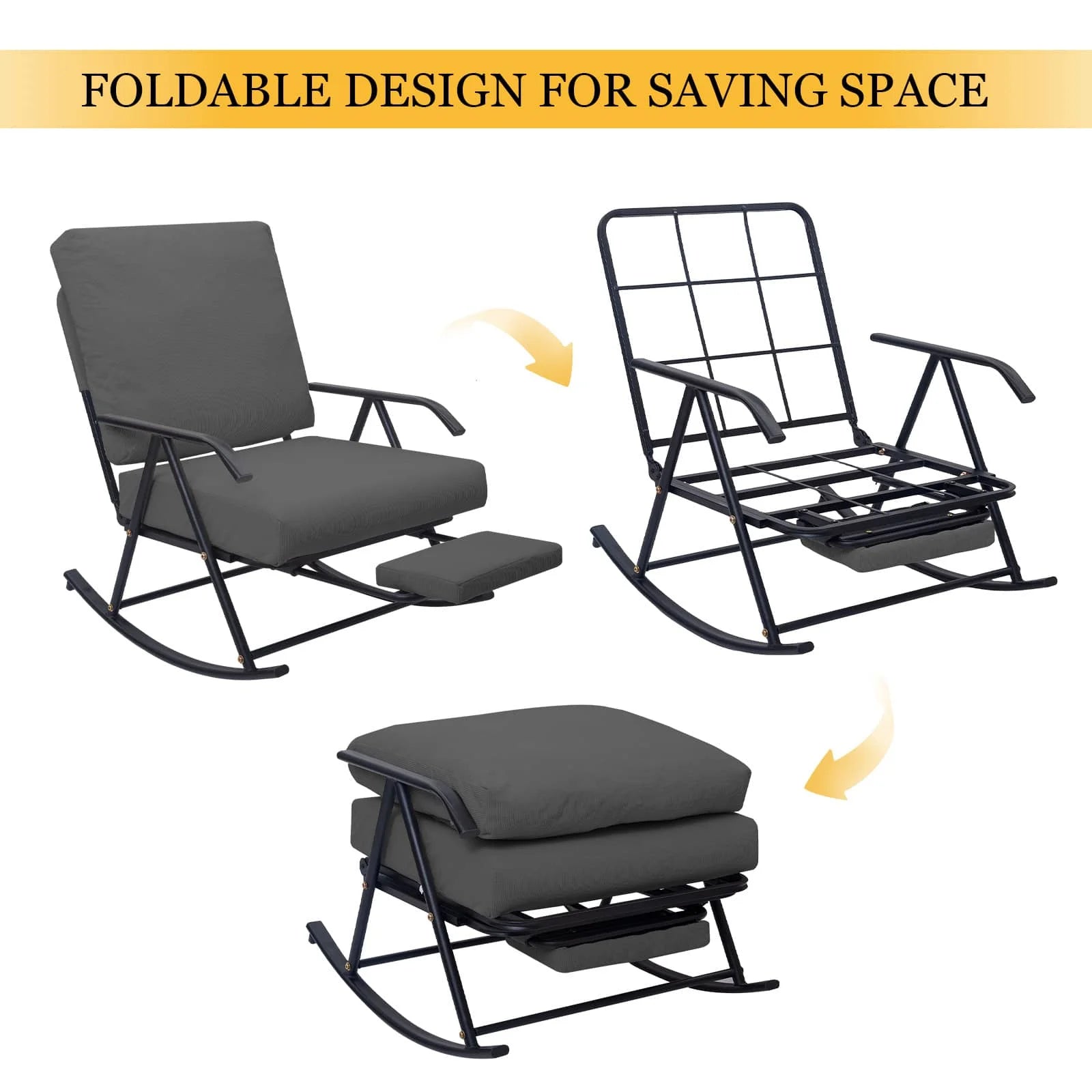 COMAX Glider Rocking Chair foldable design for saving space