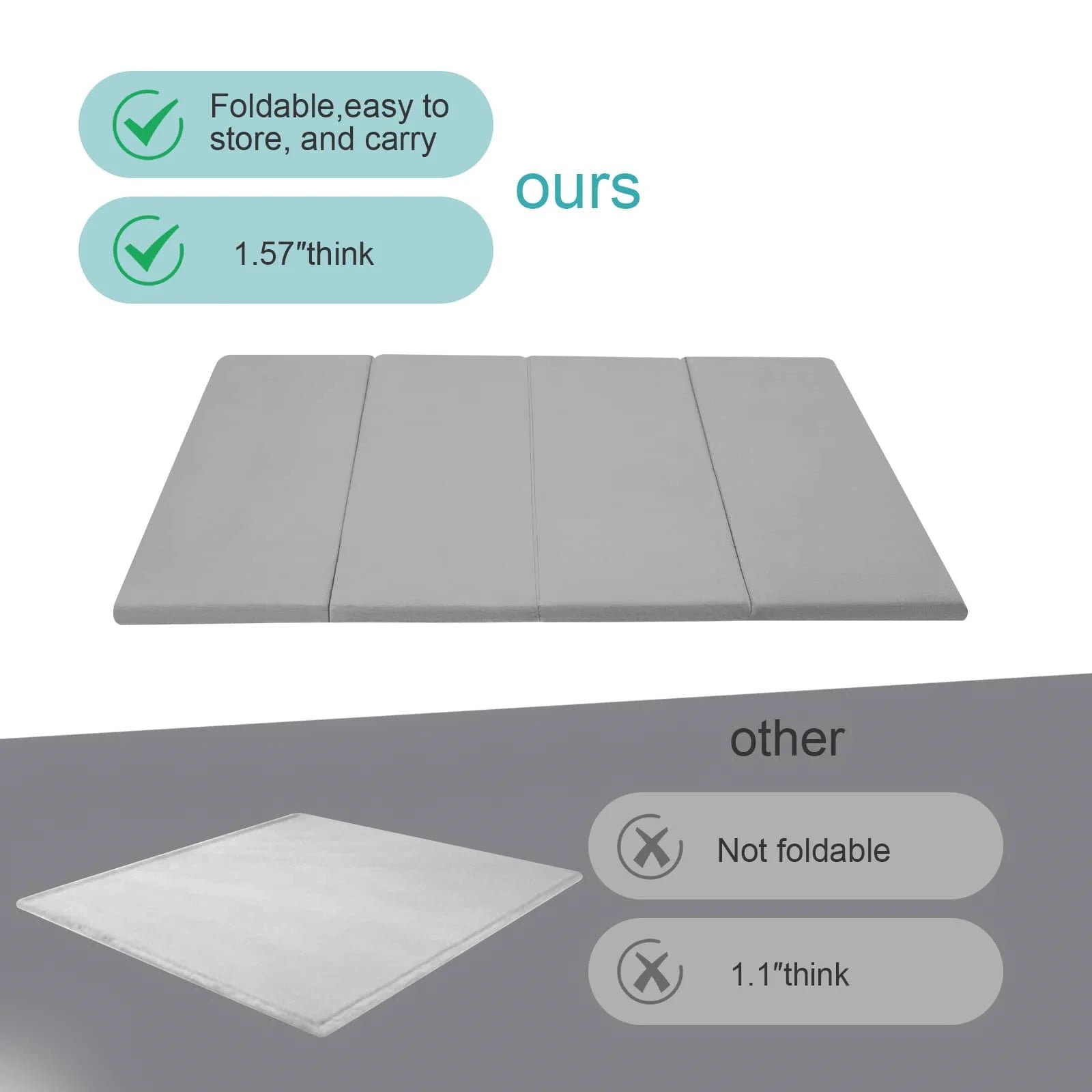 Grey Glow Foam Baby Play Mat Foldable