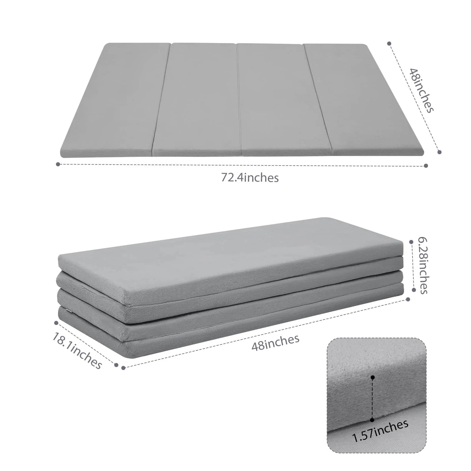 Grey Glow Foam Baby Play Mat size