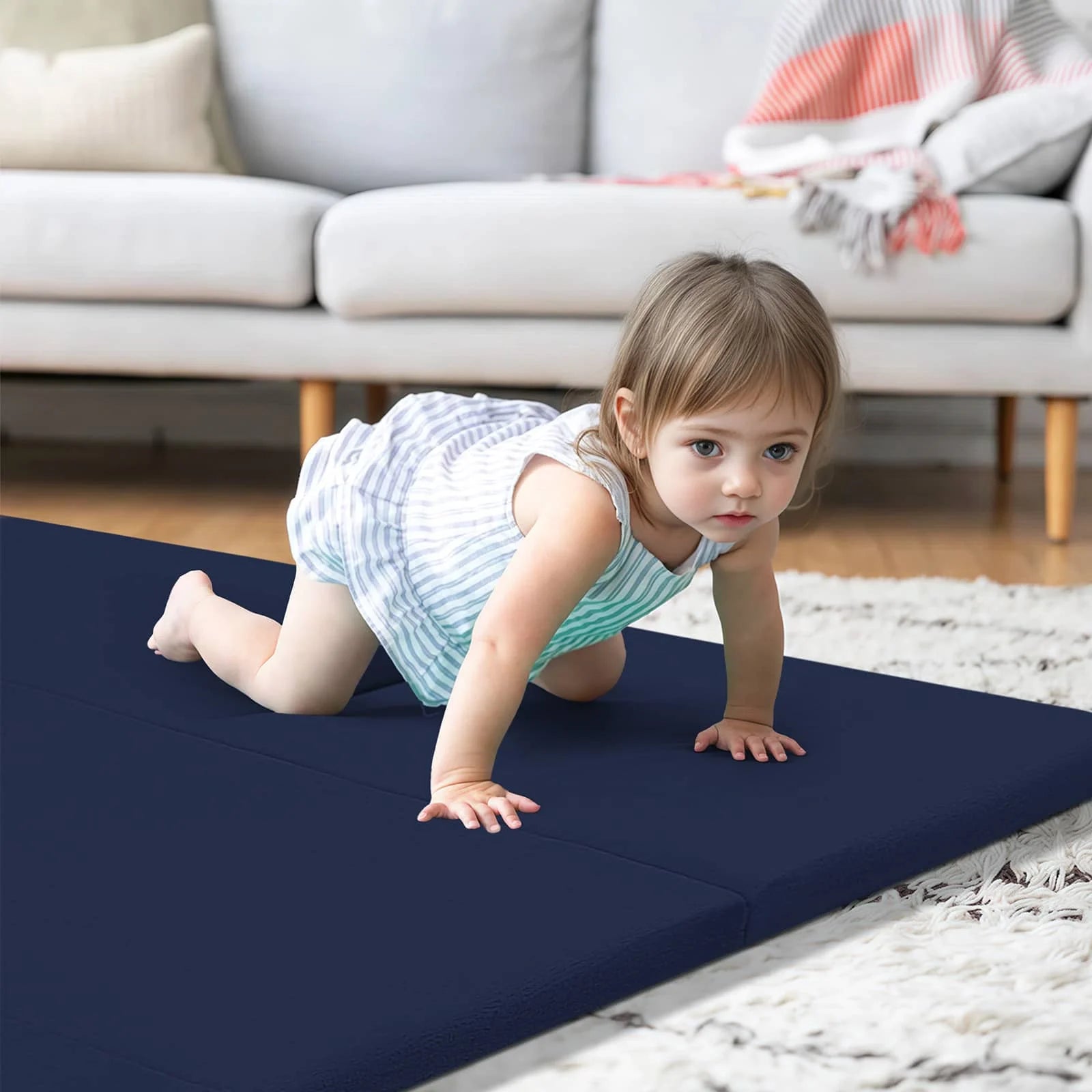 Navy Glow Foam Baby Play Mat Details