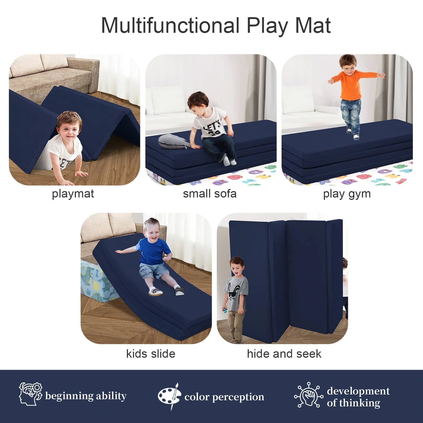 Navy Glow Foam Baby Play Mat Multi-Use