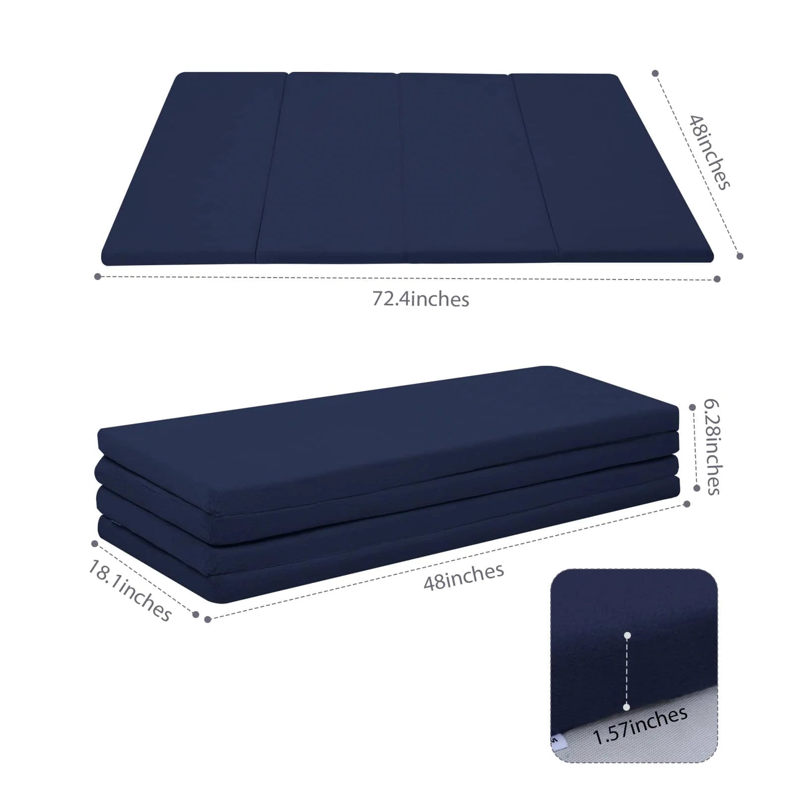 Navy Glow Foam Baby Play Mat size