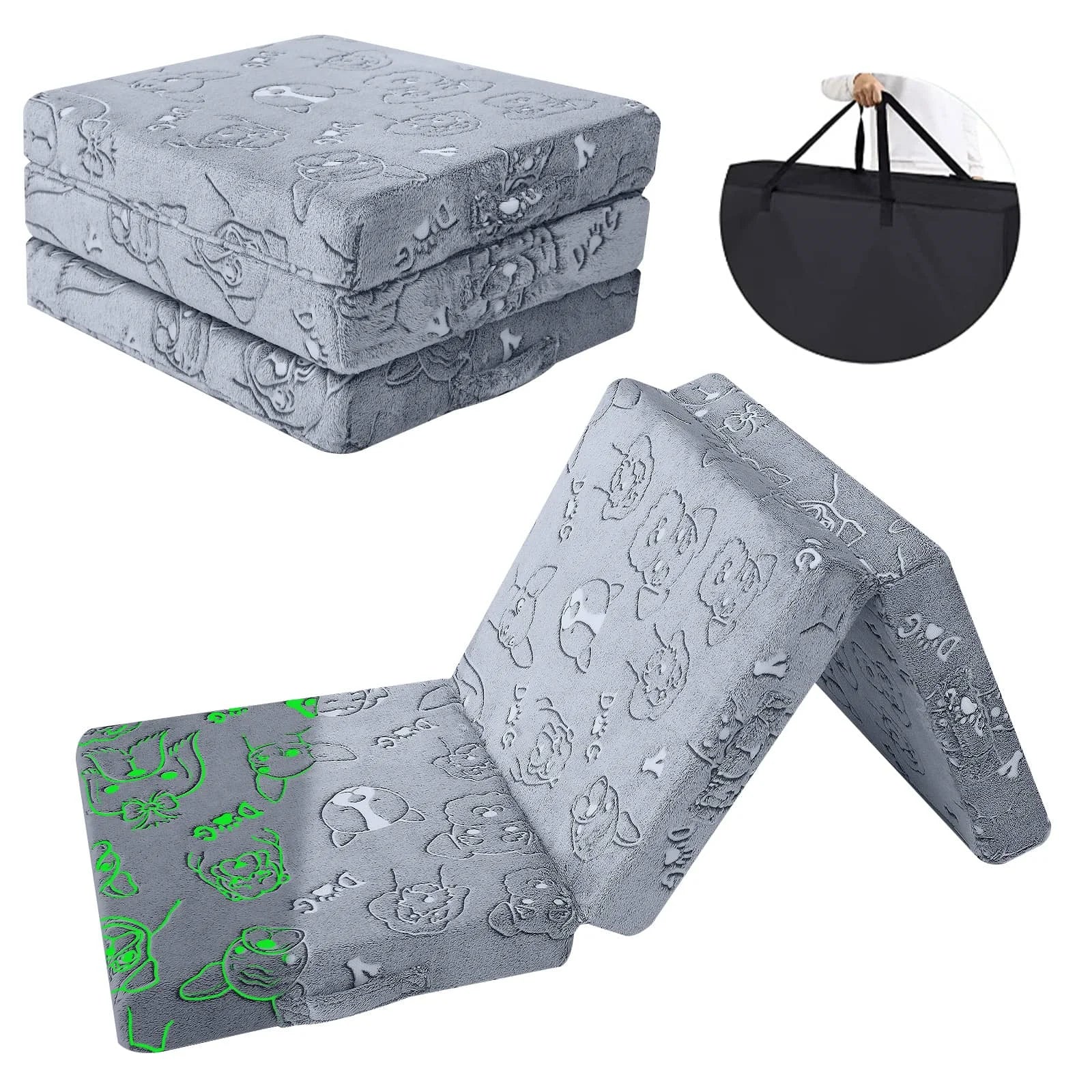 Folding Floor Mattress For Kids-Grey Dog