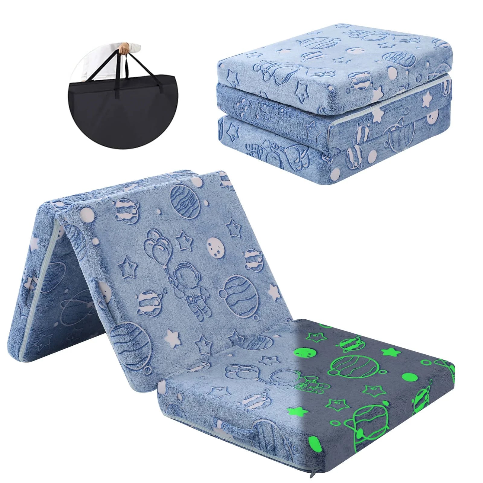 Folding Floor Mattress For Kids-Blue Astronaut