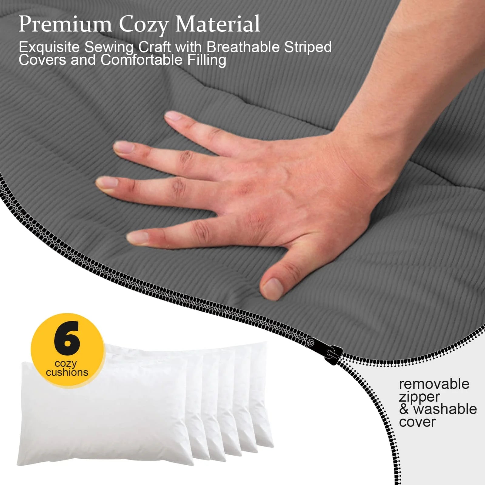 COMAX Rocking Chair have HQ materials, refined sewing, breathable striped shell, cozy filling.