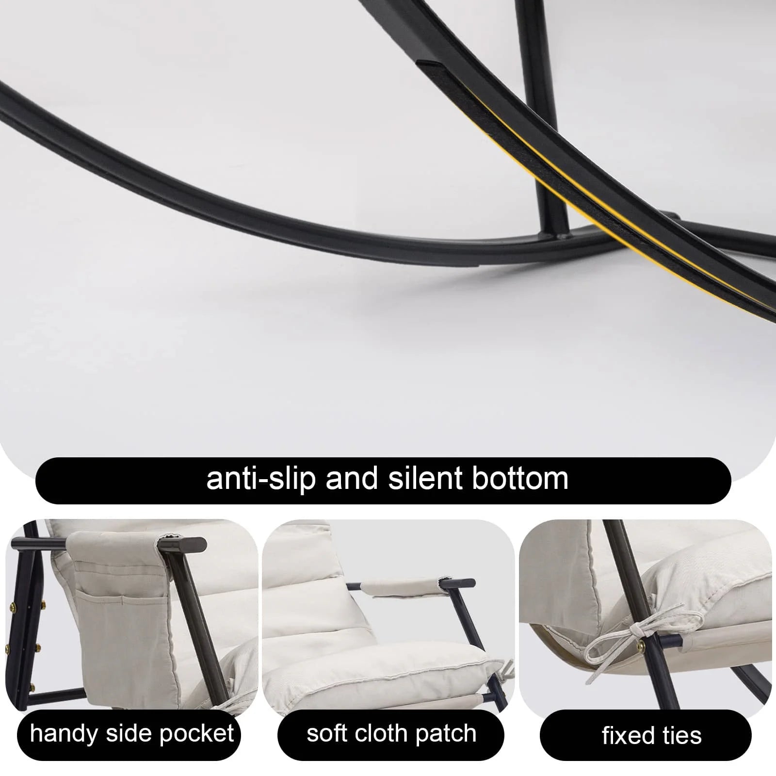 COMAX Beige Rocking Chair Cotton-linen fabric product details