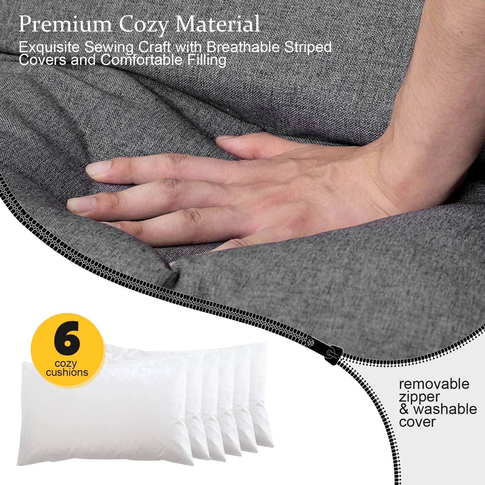 COMAX Rocking Chair Cotton-linen fabric have HQ materials, refined sewing, breathable striped shell, cozy filling.