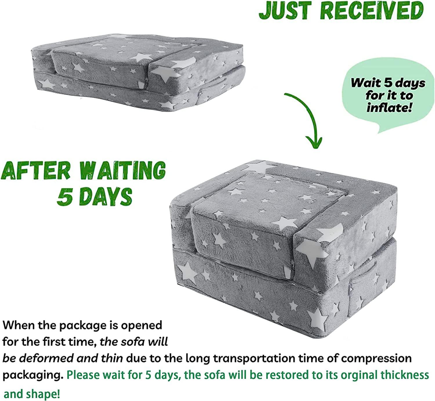 After receiving the package, please wait 5 days for the toddler chair to return to its natural form.