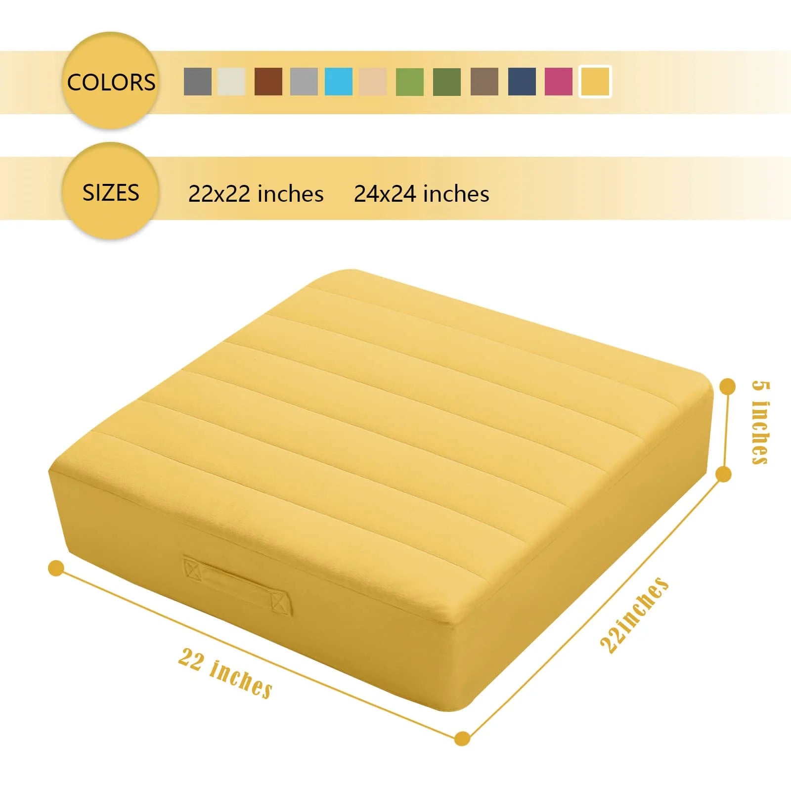 Glowosfa Large Floor Pillows is a 22 “x22 ”inch square cushion