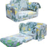 Glowsofa's Blue Dinosaur Children's Fold Out Sofa with Blanket Folded and Unfolded Status