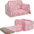 Glowsofa's Colorful Unicorn Children's Fold Out Sofa with Blanket Folded and Unfolded Status
