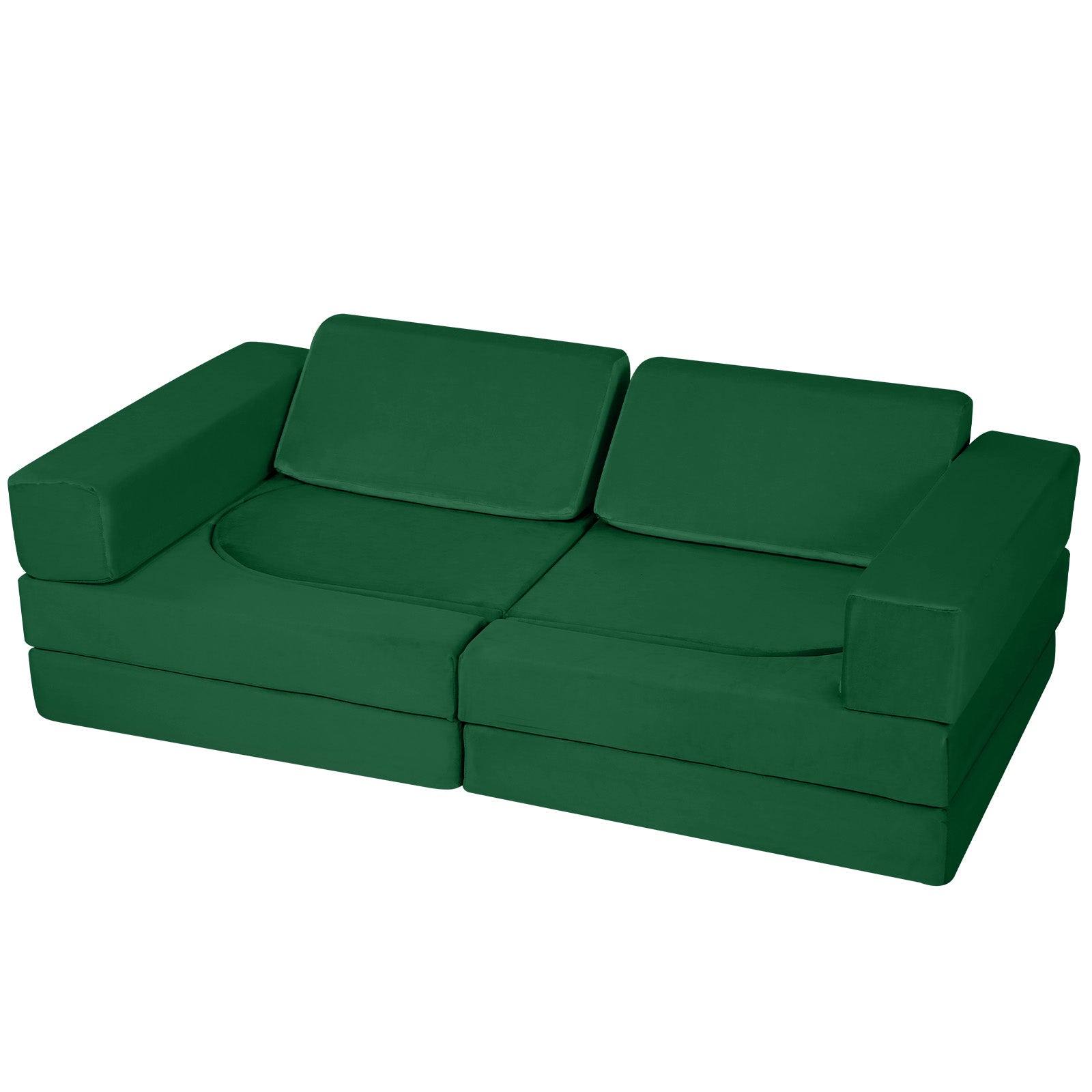 Kids play couch with solid navy green 10 piece set