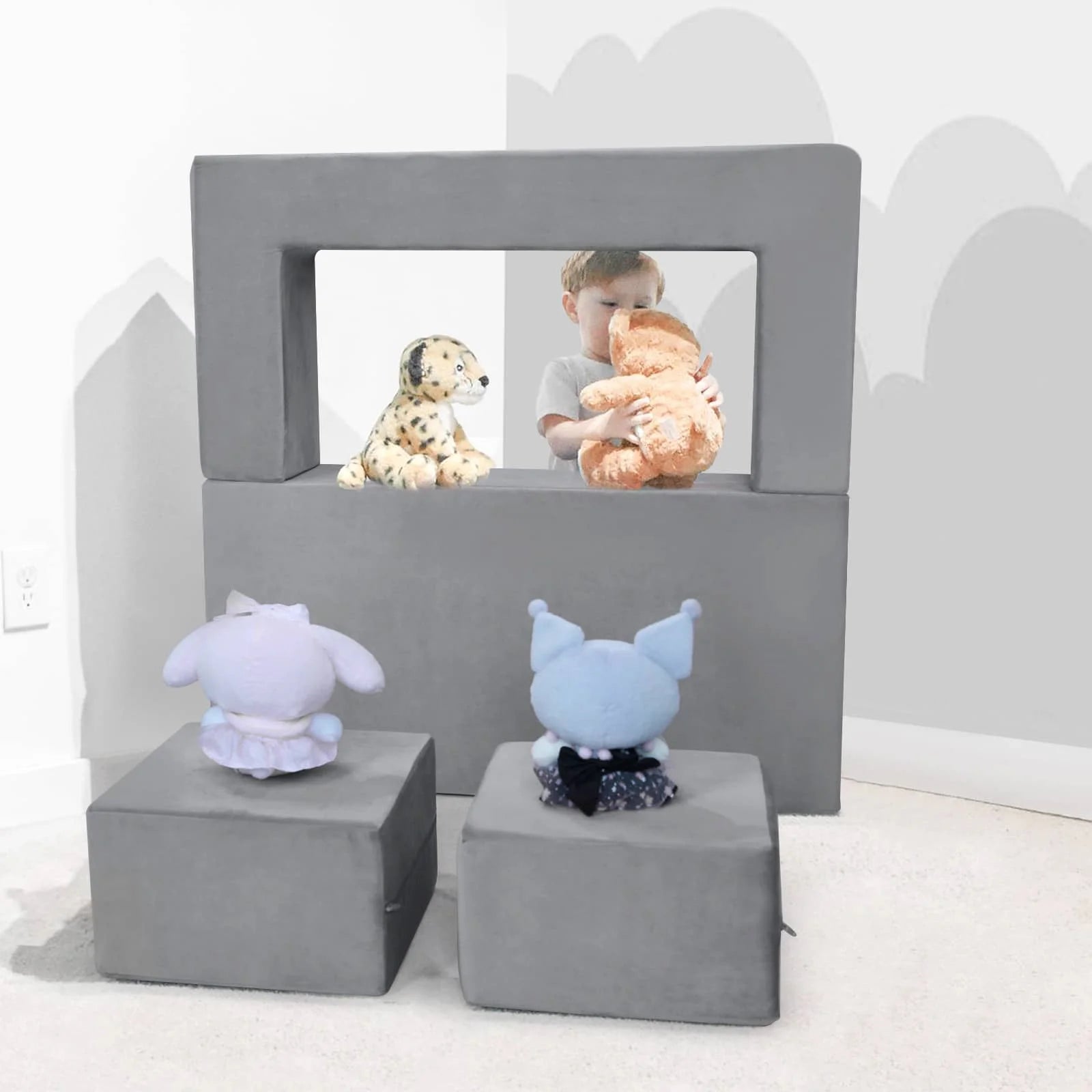 Convertible Kids Modular Couch-Grey Composed Analog Theater