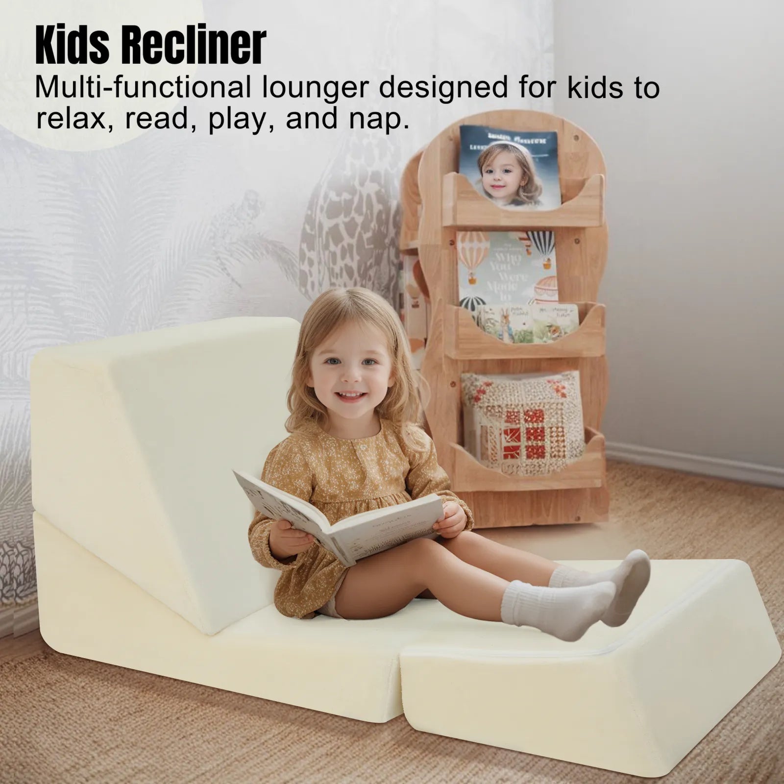 Glowsofa's Beige floor lounger for kids to ralax,ready,play,and nap