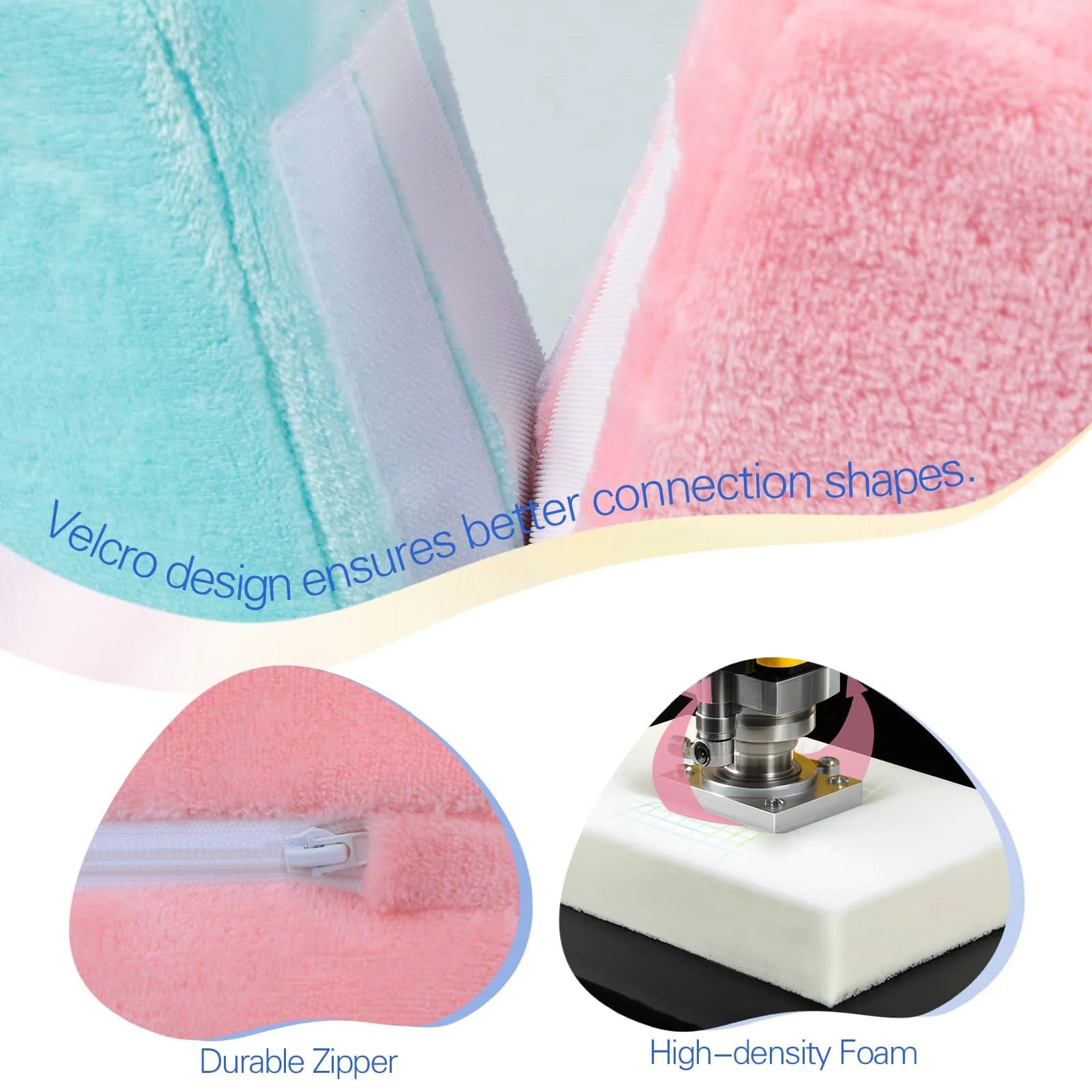 Tangram Puzzle Kids Play Couch attaches via Velcro and features a durable zipper and high quality foam.