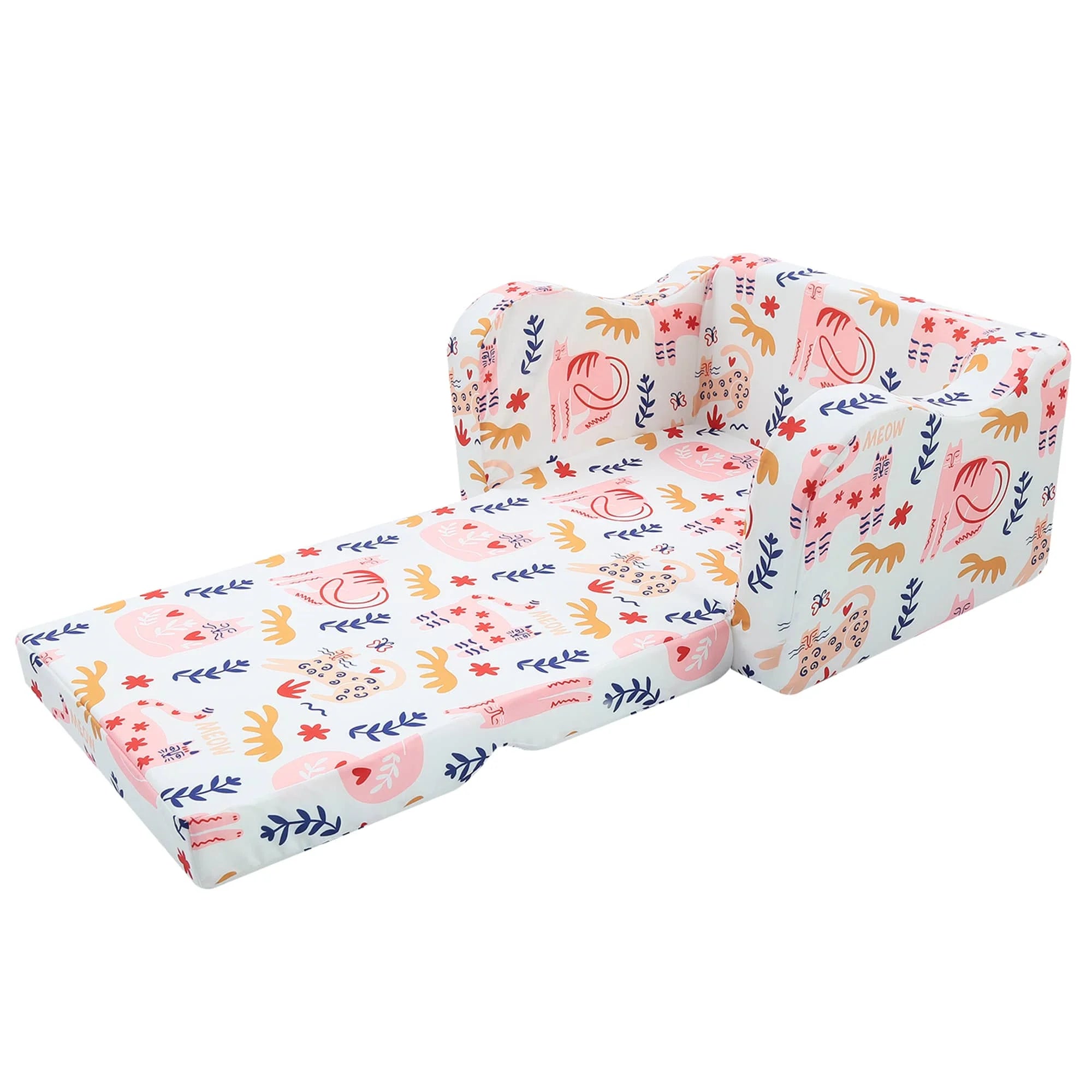 Expanded Glowsofa's Children's fold out sofa with Cat patterns