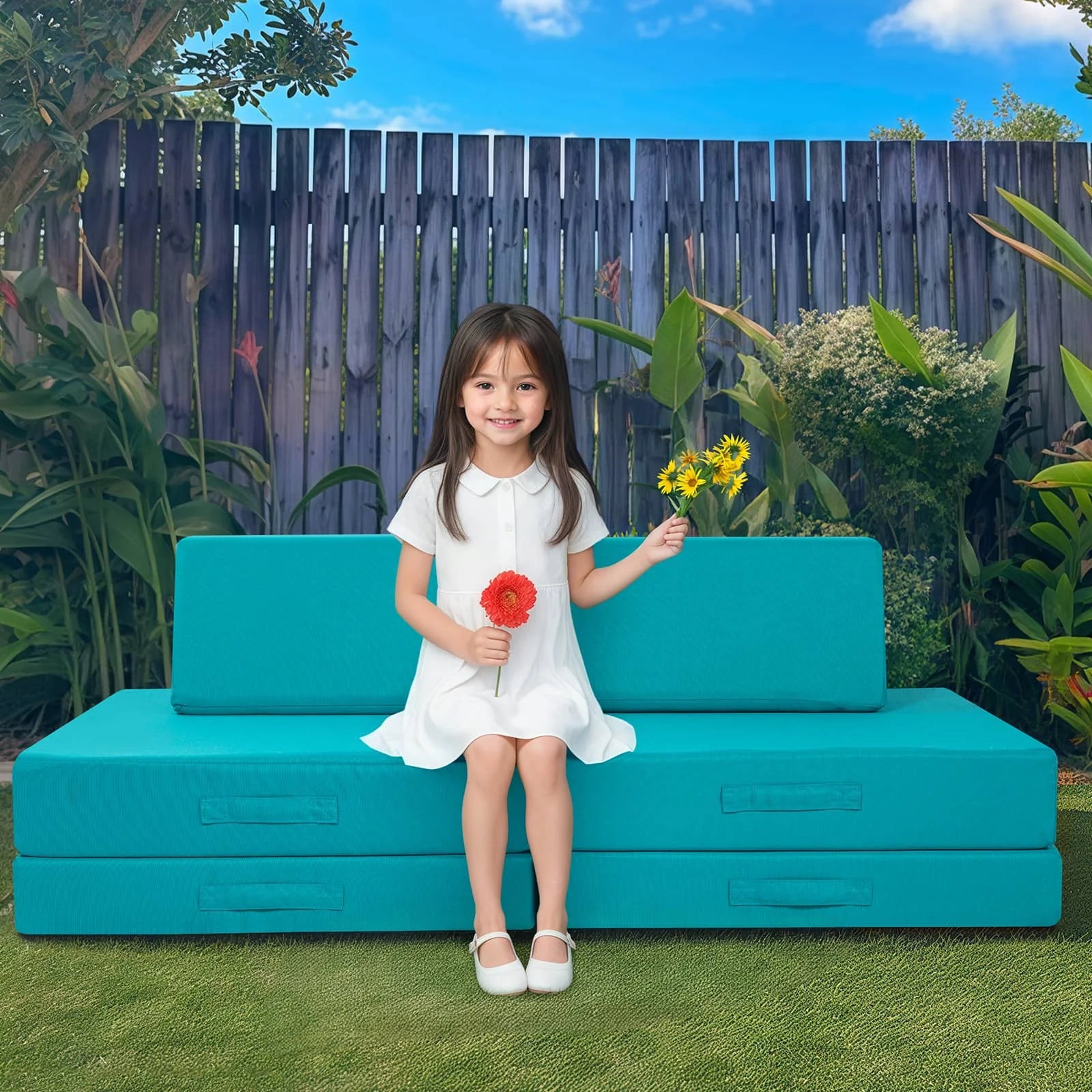 Blue Kids Play Couch-Outdoor Sofas in the Patio