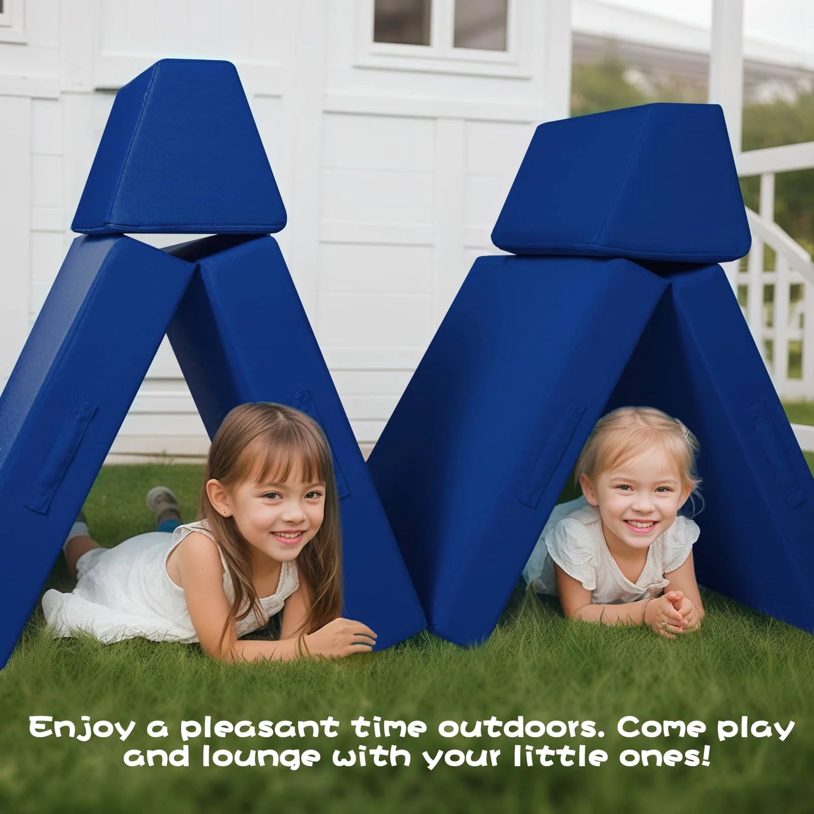 Navy Kids Play Couch-Outdoor Sofas on Outdoor Lawn