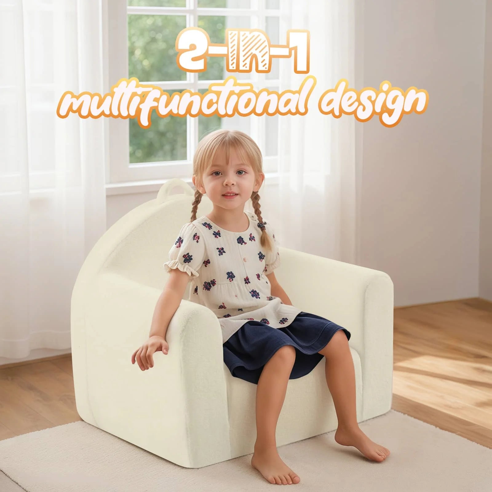 Glowsofa Kids Fold Out Couch-Beige 2-in-1 Designs