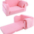 Glowsofa's Pink Children's Fold Out Sofa with Blanket Folded and Unfolded Status