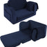 Glowsofa's Navy Children's Fold Out Sofa with Blanket Folded and Unfolded Status