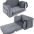 Glowsofa's Grey Children's Fold Out Sofa with Blanket Folded and Unfolded Status