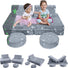 Two girls sitting on Glowsofa's Star 8 pieces kids play couch set