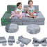 Two girls sitting on Glowsofa's Dog 8 pieces kids play couch set