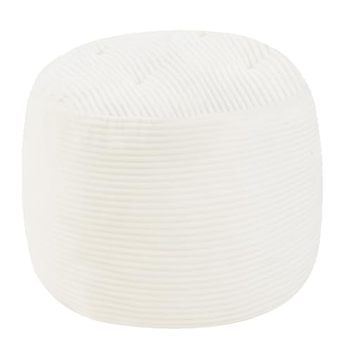 Stuffed Round Pouf Ottoman, 20"x15" Corduroy